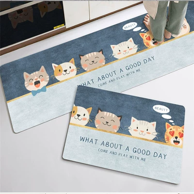 Avtomobil döşəmə paspasları: Mats Printed Cute Water-Absorbent and - green-luxury-kitten-40x-60cm-one-piece
