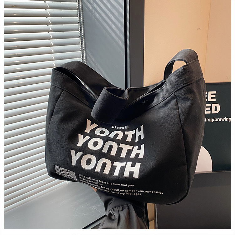 Korean-style canvas bag, artistic Japanese-style Instagram simple single-shoulder bag, school student schoolbag, men's large-capacity commuting bag undefined
