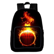 19寸3D印花火焰篮球儿童书包大中小学生背包青年男女双肩包休闲