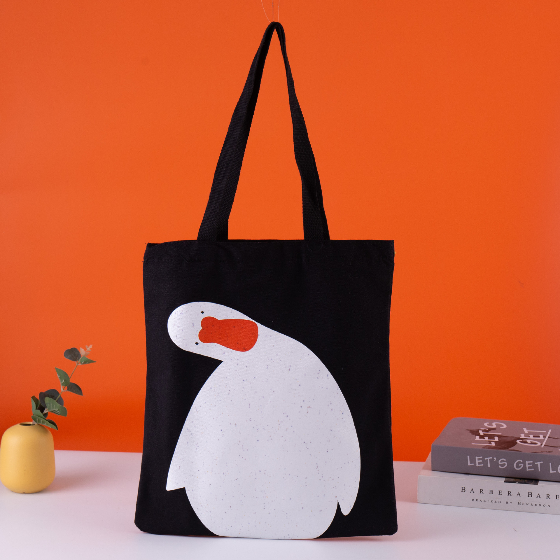 卡通小鸭子帆布袋收纳购物大容量棉布袋创意广告手提帆布包印logo