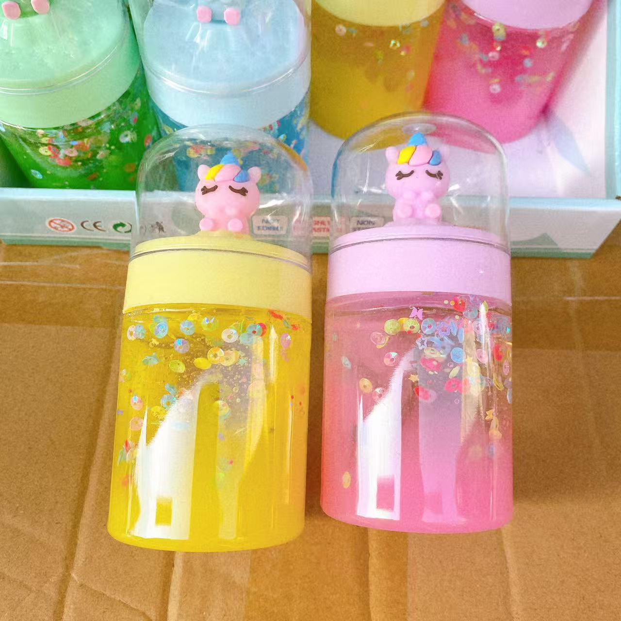 Creativa doble muñeca goma espumante de alto valor visual barro de cristal de color slime creativo barro de color juguetes para niños al por mayor