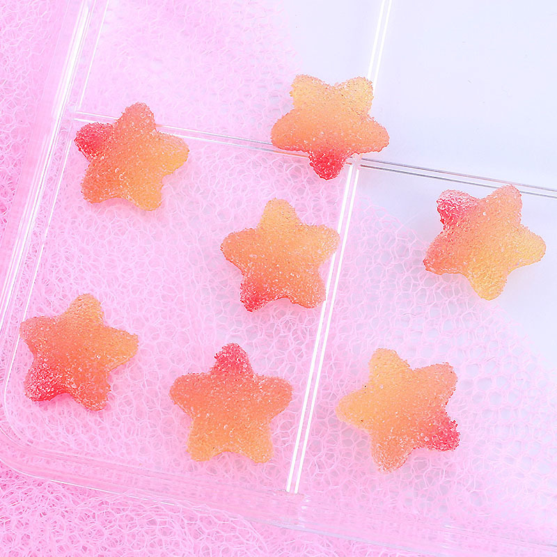 Gradiente de dibujos animados simulación estrella suave caramelo accesorios DIY resina suave pegamento caramelo al por mayor crema pegamento teléfono caso material