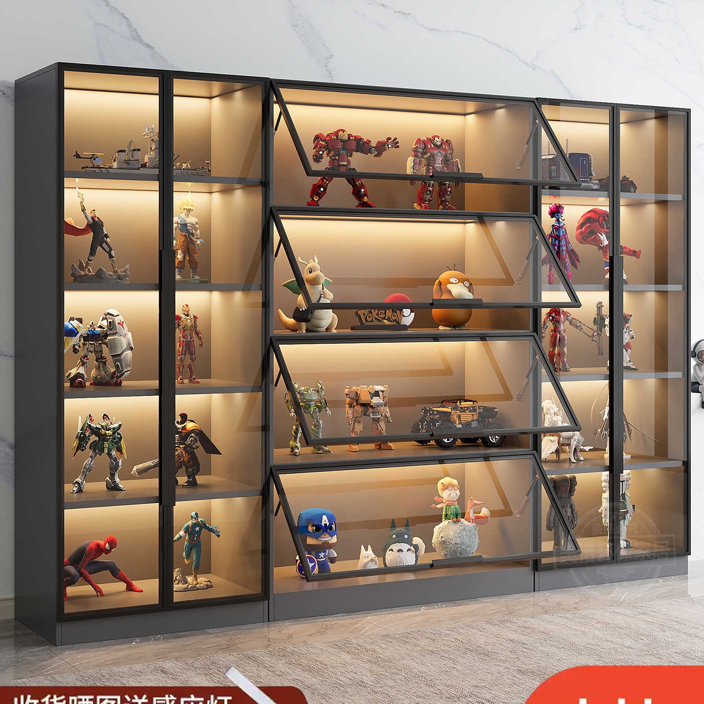 Glass Door Display Cabinet Product Display and Storage Household Toys Lego Model Hand-Made Building Block Ornaments Bookcase Wine Cabinet