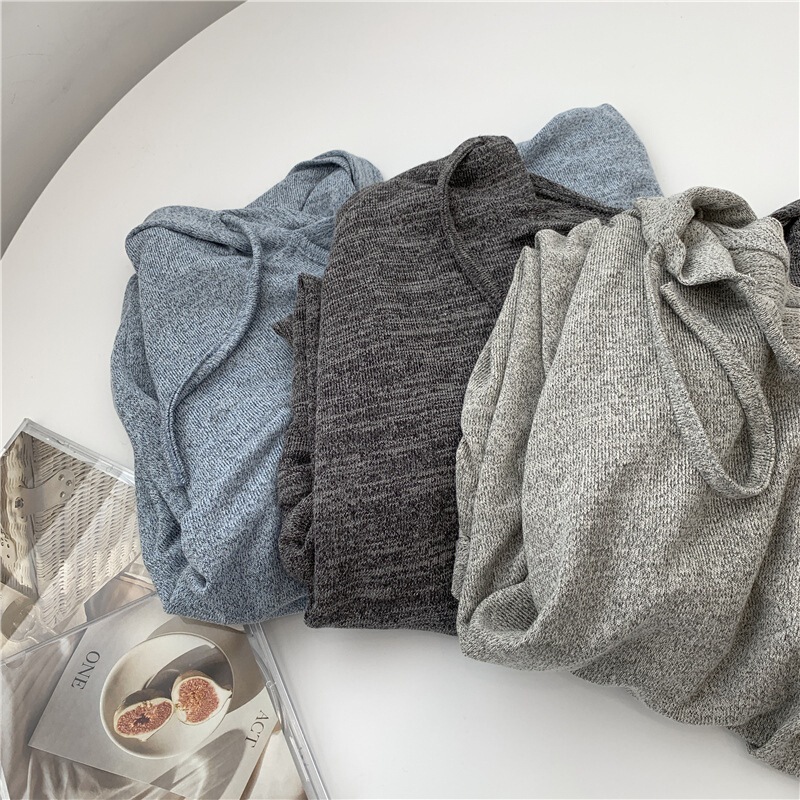 Huge Loose Large Size Knitted Hooded Lazy Style Long-Sleeved Sweatshirt for Women 2025 Spring Thin Draped Pure Color Casual Hoodie Huge Loose Large Size Knitted Hooded Lazy Style Long-Sleeved Sweatshirt for Women 2025 Spring Thin Draped Pure Color Casual Hoodie
