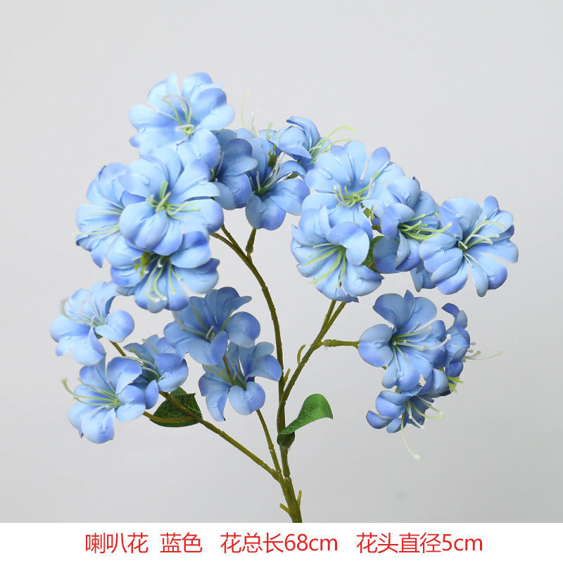 蓝色仿真花高级感逼真假花仿真玫瑰花婚庆婚礼装饰插花花束热销批|undefined