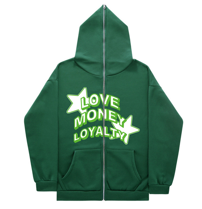 Hot Selling New Fashionable Loose LOVE Star 2 Printed All-match Long Zipper Sweatshirt Jacket Korean-style Hooded Outer Hot Selling New Fashionable Loose LOVE Star 2 Printed All-match Long Zipper Sweatshirt Jacket Korean-style Hooded Outer