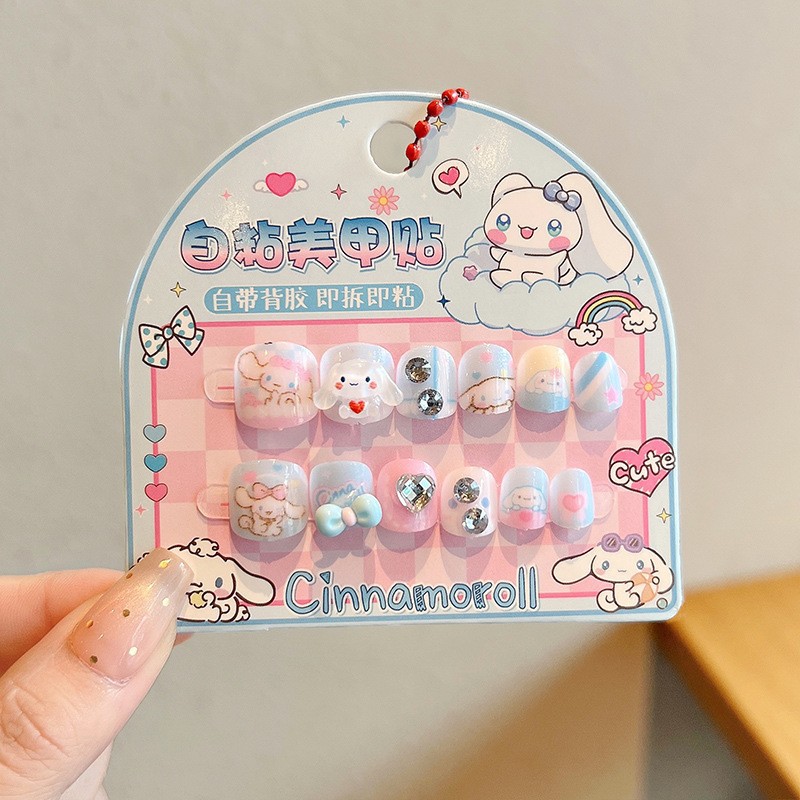 Rain Spirit Sanrio parches de manicura desmontables para niños Kulomi chicas usan pegatinas de uñas al por mayor