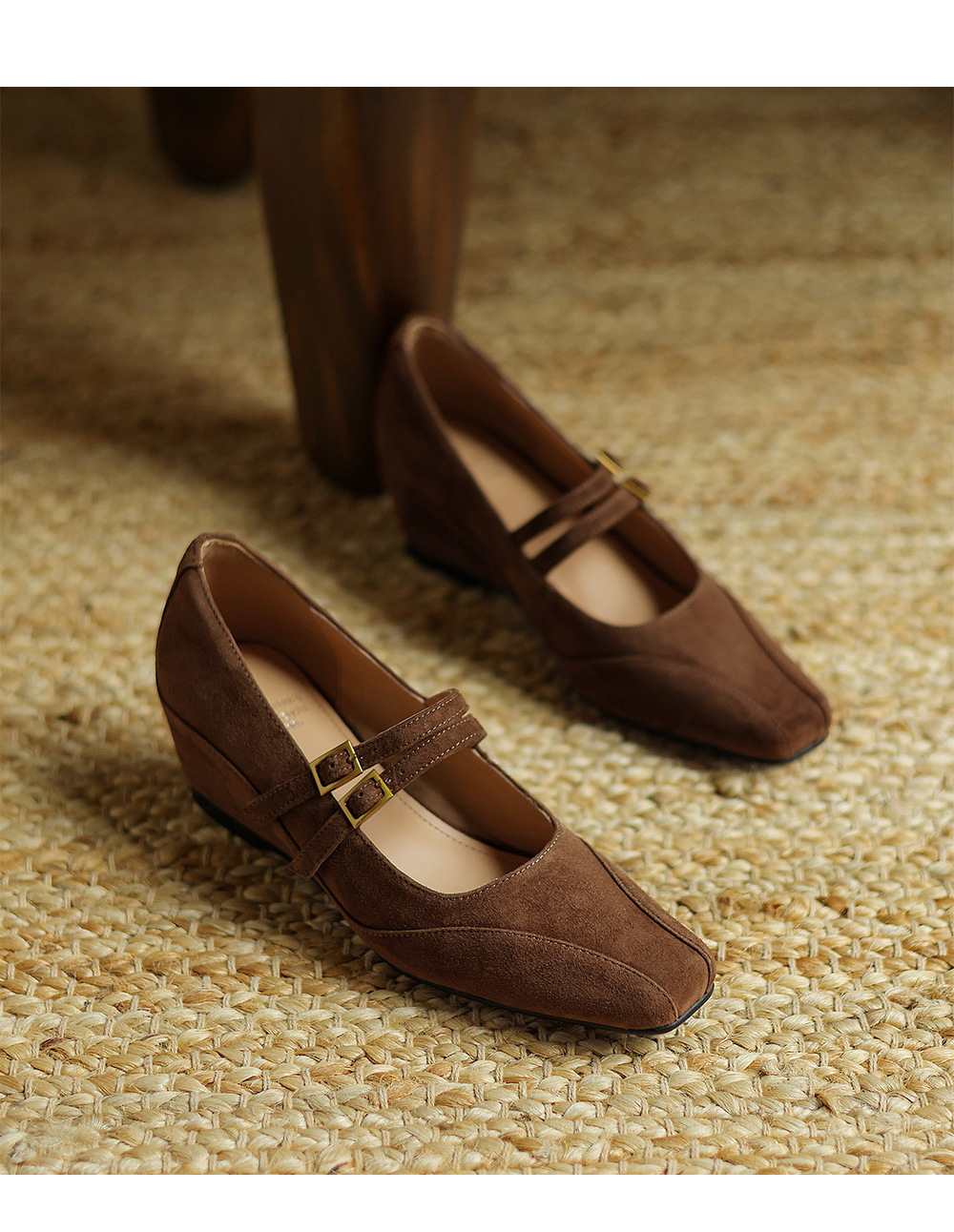 Giày Mary Jane nữ quai ngang đế xuồng phong cách Hàn Quốc retro — Màu nâu chi tiết 20