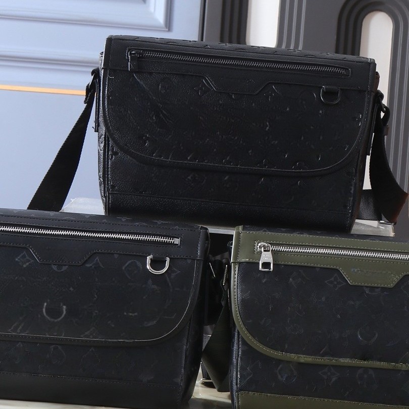 Men's crossbody bag, messenger bag, chain bag, single-shoulder embossed cowhide bag, men's cross-border dropshipping fashion bag