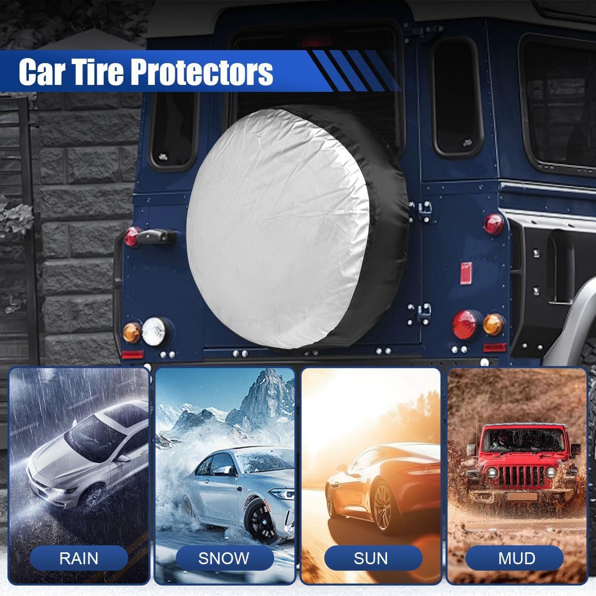 Amazon's Best-Selling 190t Polyester Taffeta Tire Cover, Car Spare Tire Cover, Snow Tire Storage Bag, Wheel Protection Cover