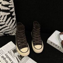 2025秋季新款磨砂皮复古高帮鞋女做旧复古时尚休闲鞋学院风板鞋潮