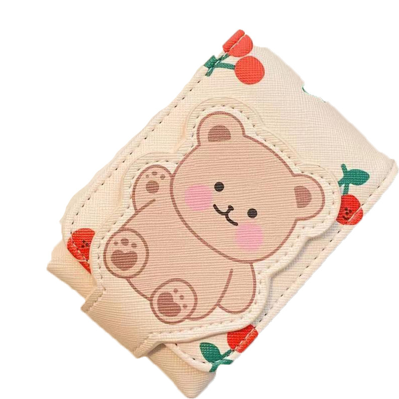 Pequeño oso lápiz labial bolsa con espejo MINI BOLSA chica portátil de viaje maquillaje bolsa de almacenamiento de maquillaje bolsa avanzada