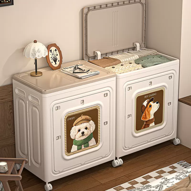 新品衣服收纳箱家用大容量被子衣物储物收纳柜复古折叠翻盖整理箱