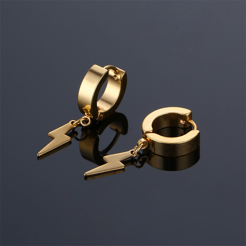 Cool Style Lightning Stainless Steel Plating Drop Earrings Ear clips 1 Piece