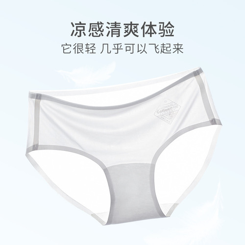 Underwear Women's Seamless Ice Silk Mid-waist Antibacterial Cotton Crotch Summer Thin Breathable Yoga Sports Briefs Wholesale