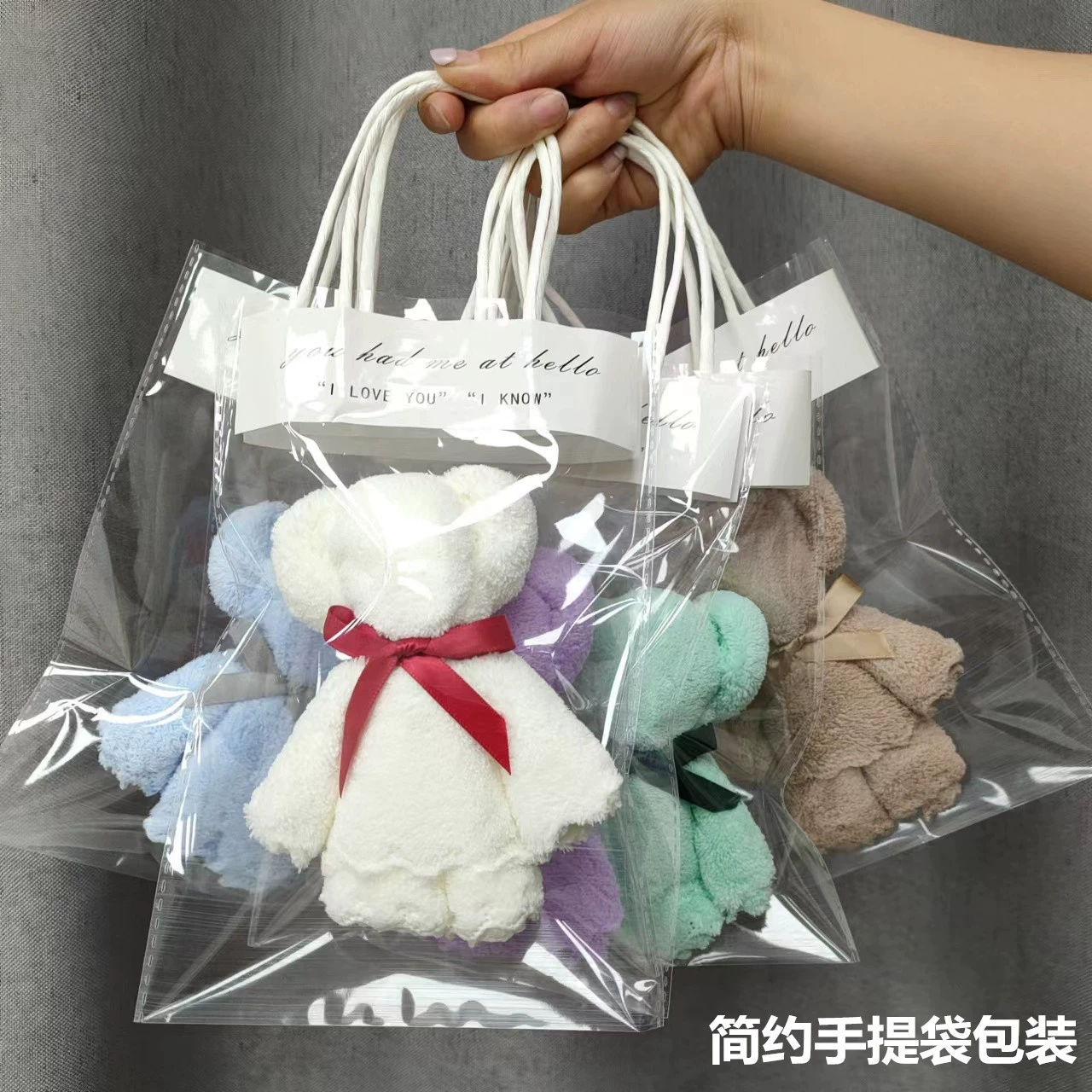 Small coral towel, with little bears, Birthday gift, wholesale