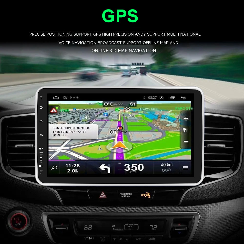 10inch Single-Spindle Shaking Head Car-Mounted Android Navigation Gps Screen Bluetooth Mobile Phone Interconnection Globally Universal Adapter