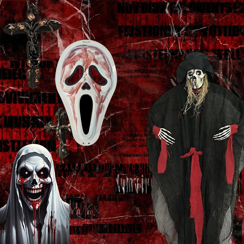 Halloween cos horror extraña gritos máscaras parodia máscaras de brujería adornos colgantes props de disparo decoraciones