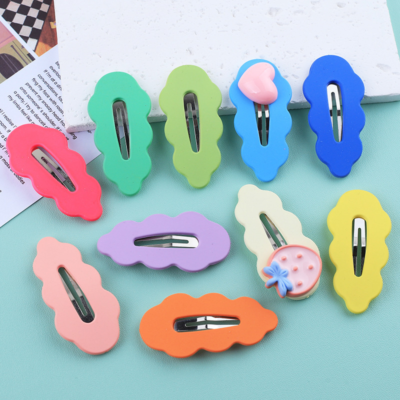 少女糖果色大號雲朵BB夾簡約磨砂劉海夾側邊夾碎髮夾子後腦勺發卡