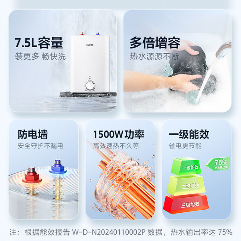苏泊尔小厨宝厨房电热水器小型迷你储水式电家用台下热水宝7.5升
