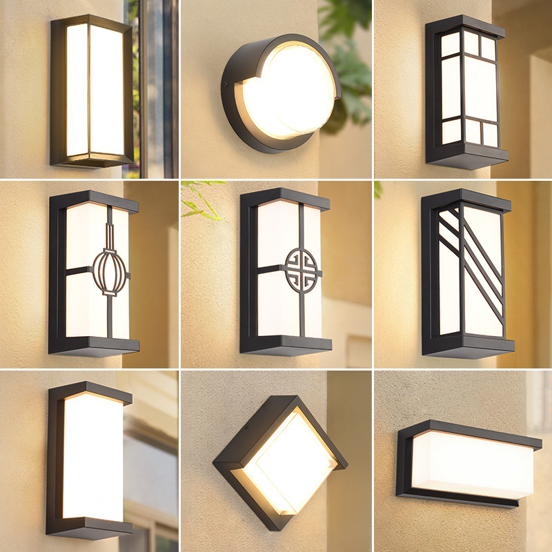 Simple new Chinese style led outdoor waterproof wall lamp exterior balcony lamp villa courtyard outdoor wall lamp bedroom lamp