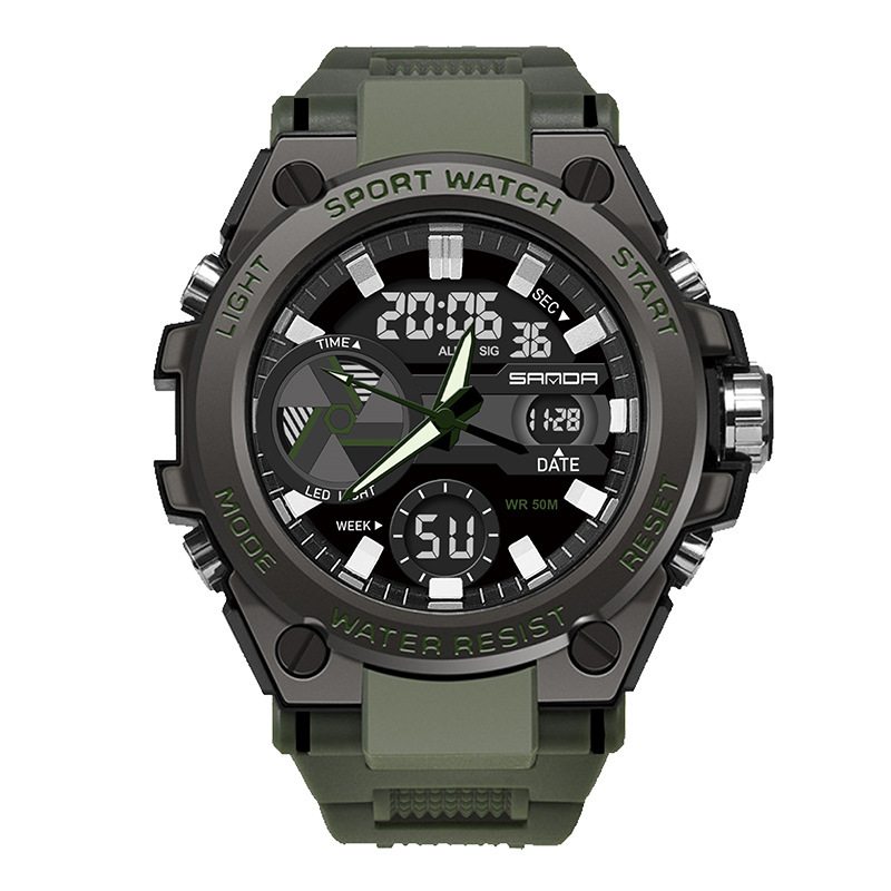 SANDA 3311 estudiante masculino tendencia de la moda juvenil hombres multi-funcional luminoso impermeable reloj electrónico