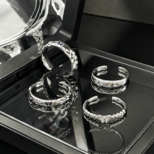 Butterfly Couple Open Ring New Light Luxury High-End Minimalist Simple Uncommon Personality Cool Style Ring