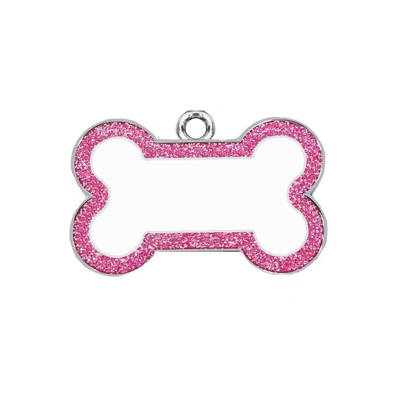 Aleación de zinc perro anti-perdida hueso transfronterizo borde polvo flash pet collar colgante etiqueta colgante grabación láser