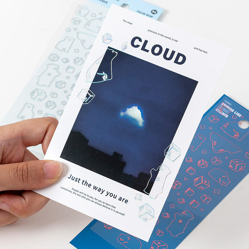 Flash láser transparente pegatinas DIY álbum mano cuenta material de decoración pegatinas estrella decoración transparente PVC pegatinas