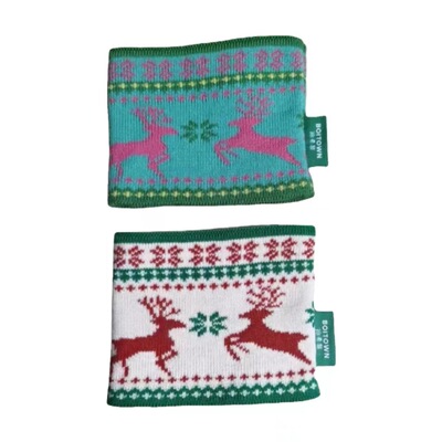 2023年情侣杯可爱圣诞主题针织杯套厂家直供无底双面提花毛织杯套|ms