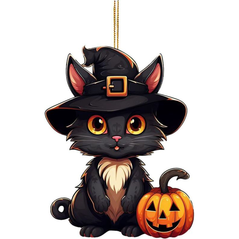 Amazon Halloween decoración de árbol de navidad adorable acrílico gato colgante de decoración de fiestas familiares colgante image 8