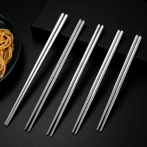 304 square stainless steel chopsticks for home non-slip personalized kitchen insulation hollow Korean chopsticks home decoration chopsticks