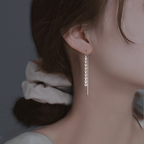 s925 sterling silver long chain phoenix tail earrings ins style high-end tassel wheat ear wire factory one piece wholesale