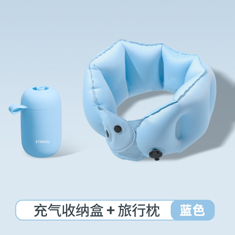 便携充气按压u型枕旅游飞机高铁户外可折叠护颈椎不歪脖睡觉枕头|undefined