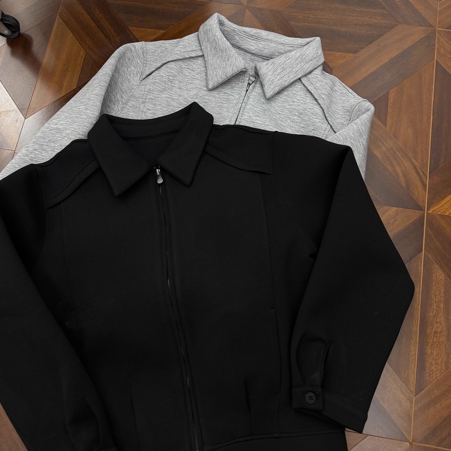Men’s Heavyweight Cleanfit Jacket – Retro Minimalist Zipper Jacket (Black/Greyish, M-XXL)_voghion.com
