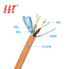 利路通电线电缆  屏蔽信号线控制线RVSP 4*0.2抗干扰屏蔽电缆