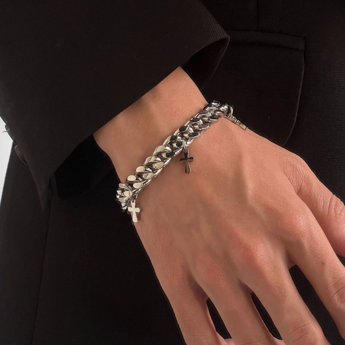Bracelets Classification Hip-Hop Cross Titanium Steel Plating Men's Bracelets Men's Chain Bracelets