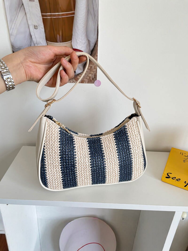 Bolso de verano de comercio exterior para mujeres 2026 nuevo bolso de brazo versátil bolso de hombro a rayas de arco iris bolso de viaje de moda