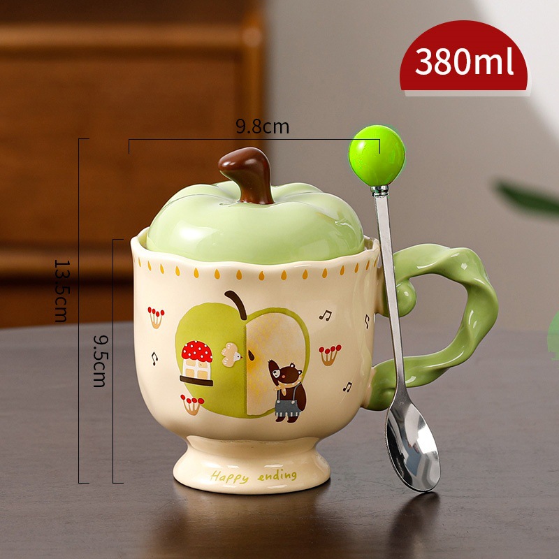 Hermosas tazas de manzana con tapa tazas de cerámica regalo de mano taza de agua de oficina taza de café de alto valor de Navidad