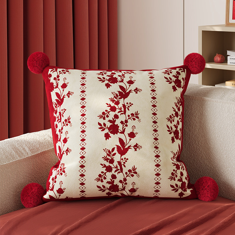 Sofá de sala de estar rojo de alto nivel, funda de almohada desmontable, almohada de cintura lavable, sofá de cabecera de dormitorio de alto nivel, almohada con núcleo