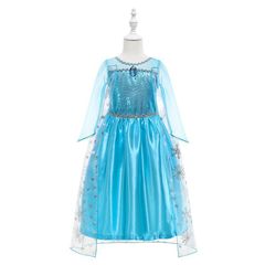 2022 Ice and Snow Queen Elsa Princess Dress, Queen Elsa Children's Formal Dress, Girls' Dress with Net Fabric