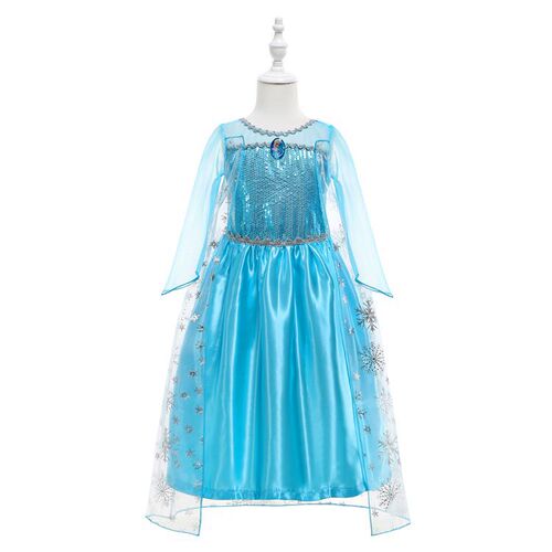  Ice and Snow Queen Elsa Princess Dress, Queen Elsa Children's Formal Dress, Girls' Dress with Net Fabric