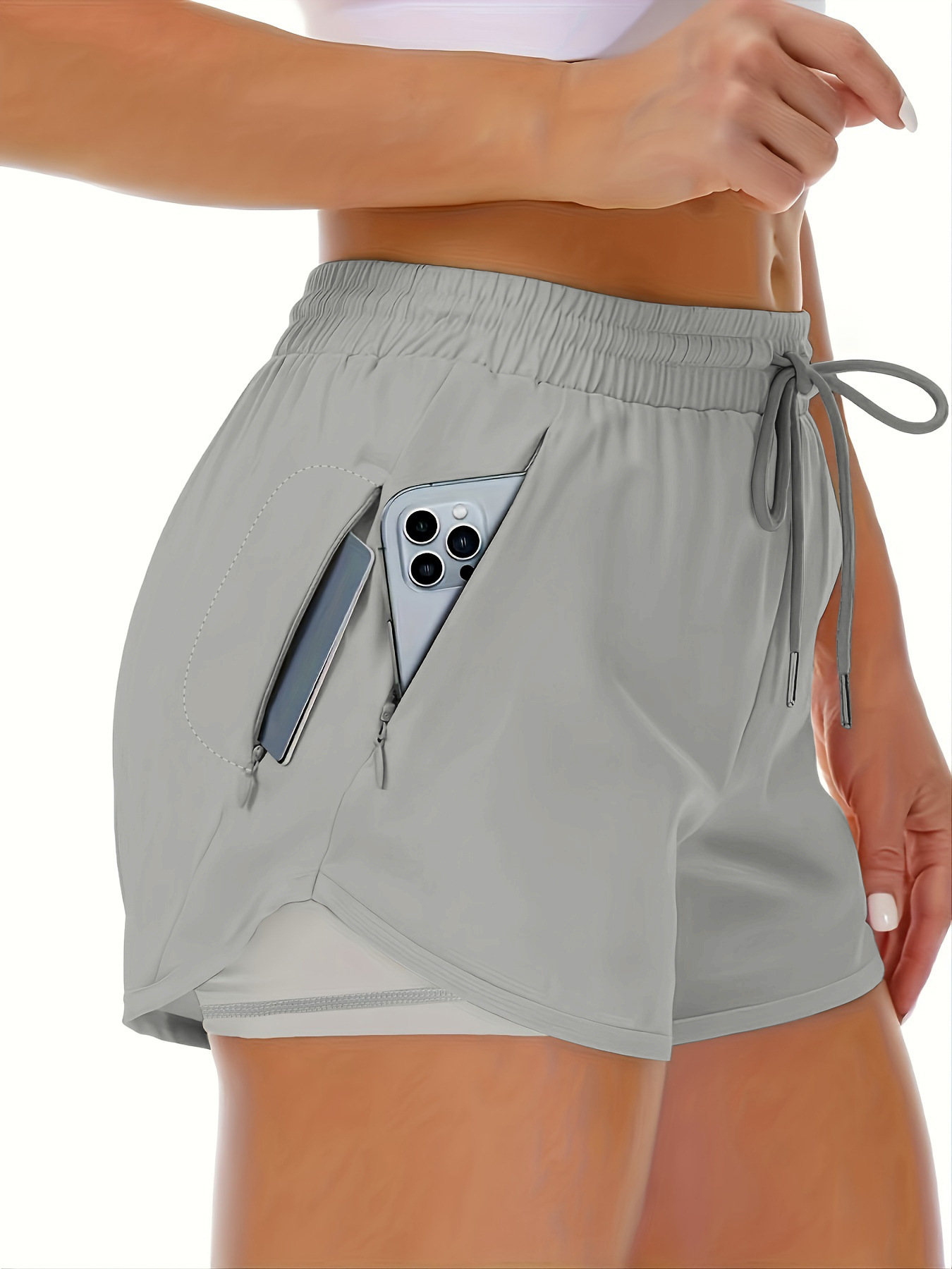 Women's Sports Shorts Running Yoga Fake Two-piece Anti-walking Shorts Fitness Elastic Exercise Slimming Tight Pants
