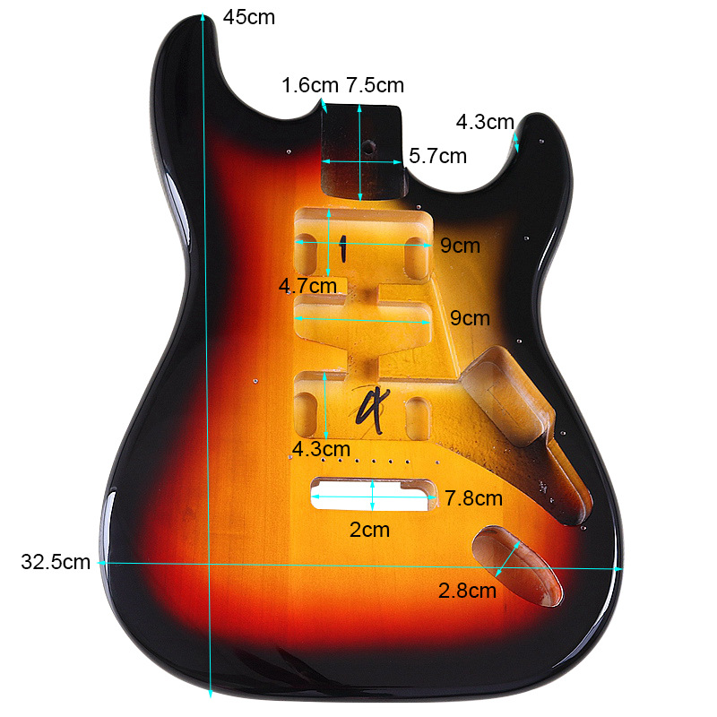 Cuerpo de la guitarra eléctrica Sunset color cuerpo de la guitarra solo-Shake accesorios de instrumentos musicales modificados DIY cuerpo de la guitarra eléctrica