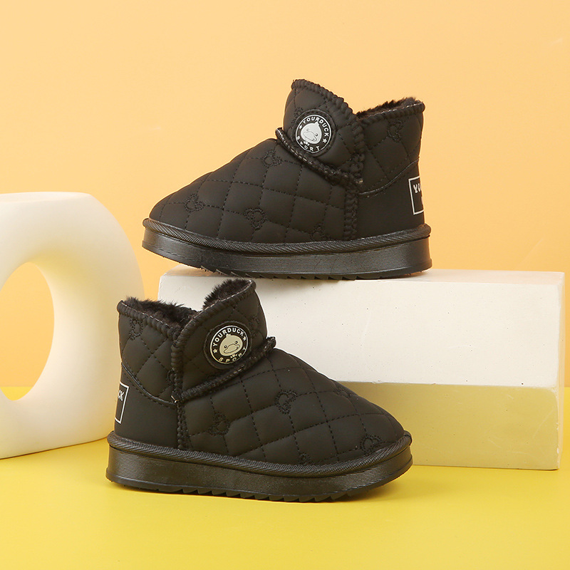 Botas de nieve para niños, niños, niños, niños, niños, niños, zapatos de algodón cálidos de terciopelo más gruesos de invierno, botas de algodón para niños antideslizantes