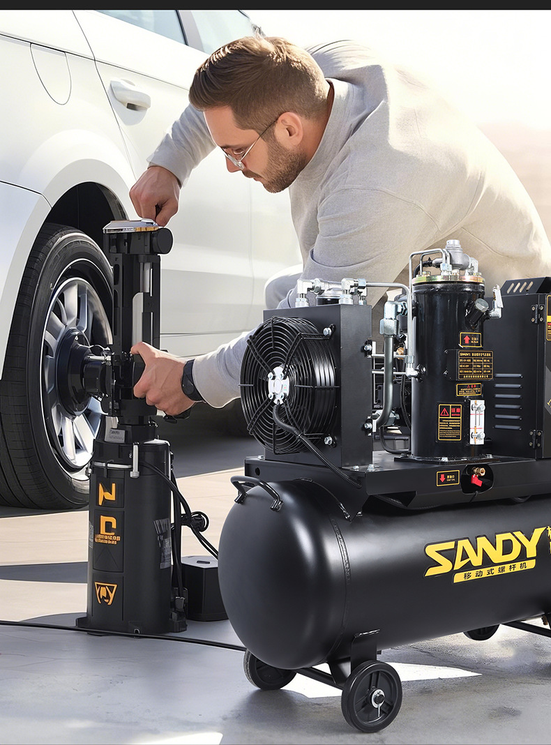 Mobile integrated screw air compressor electric small air pump air pick paint factory workshop
