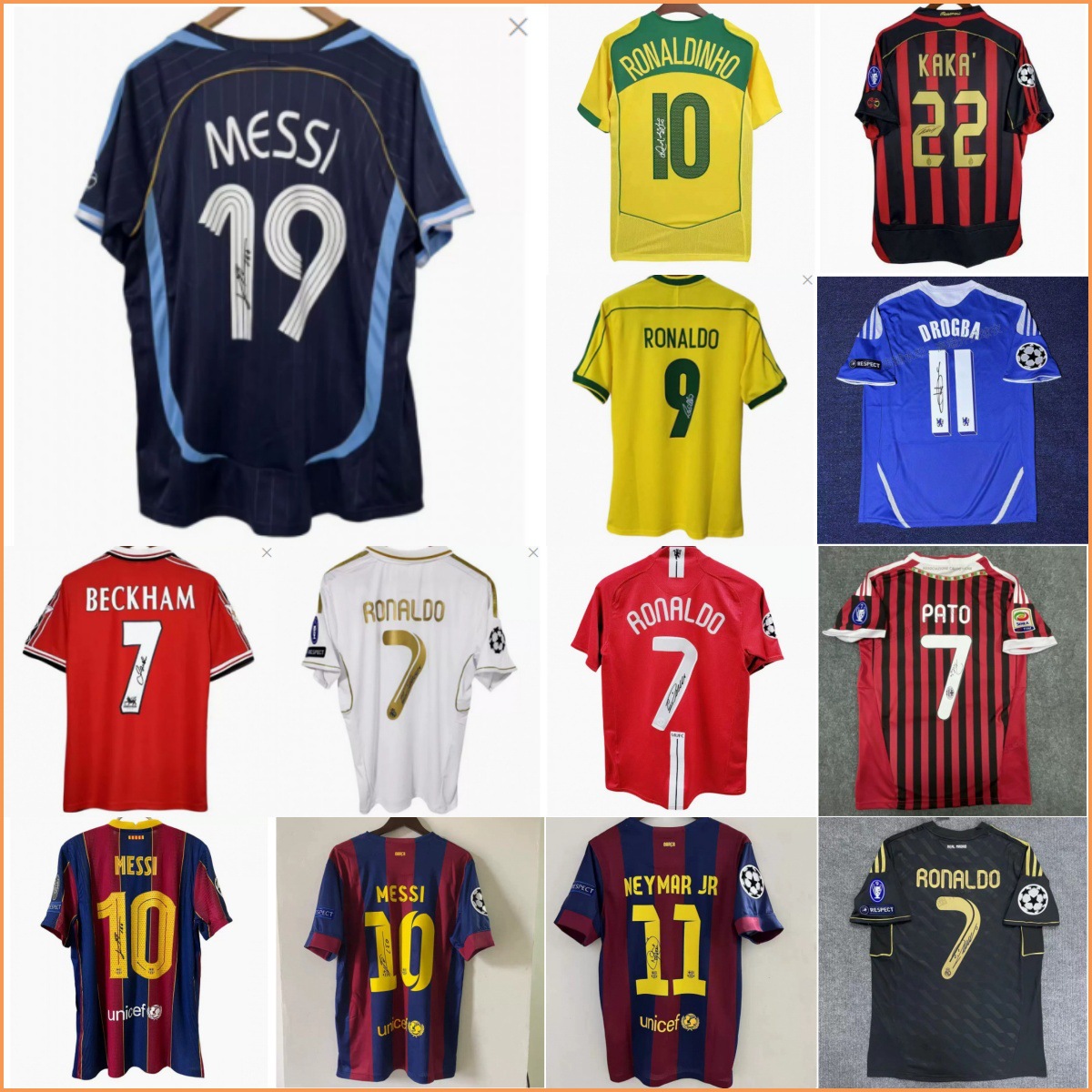 Argentina terma jamoasining imzosi tushirilgan forma, Barselonaning 10-raqamli Messi futbol formasi, Real Madridning 7-raqamli Krishtianu Ronalduning kalta yengli futbolkasi, 2026-yilgi Jahon chempionati