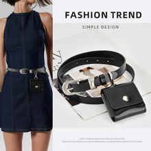 韩版新款真皮女士潮人皮带包包一体式设计感迷你腰包搭配腰带女款