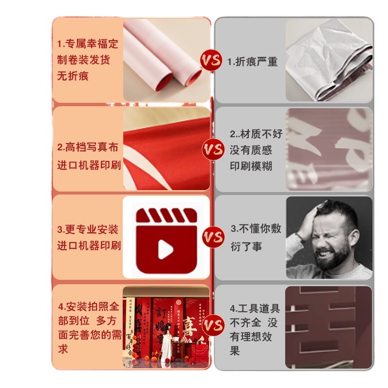 订婚挂布条幅新中式订婚宴布置装饰品氛围感背景摆台装饰全套|undefined