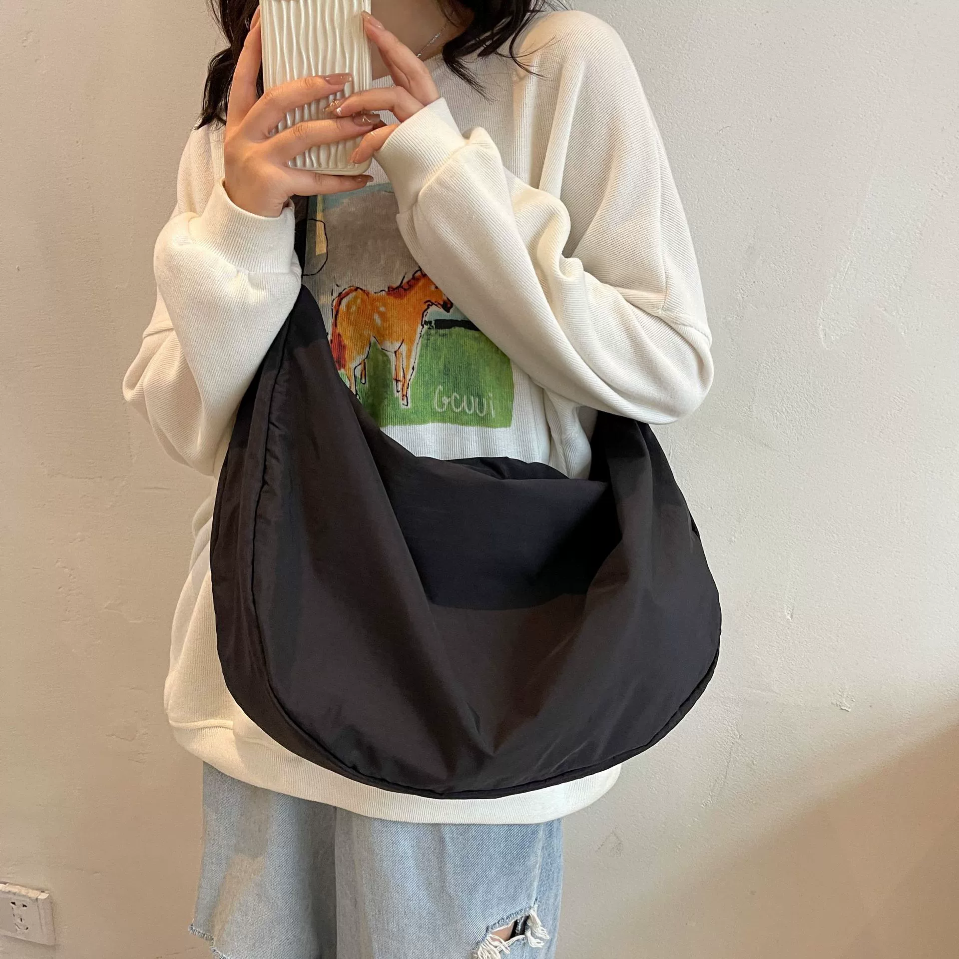 Японский повседневный холст сумка большая емкость женский 2024 новый простой сумка на плечо